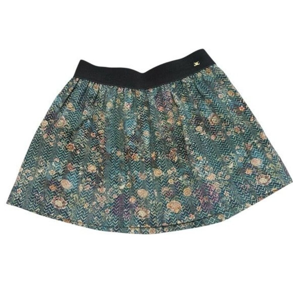 Mayoral Floral Patterned Skirt with Black Waistband Girls Size 9